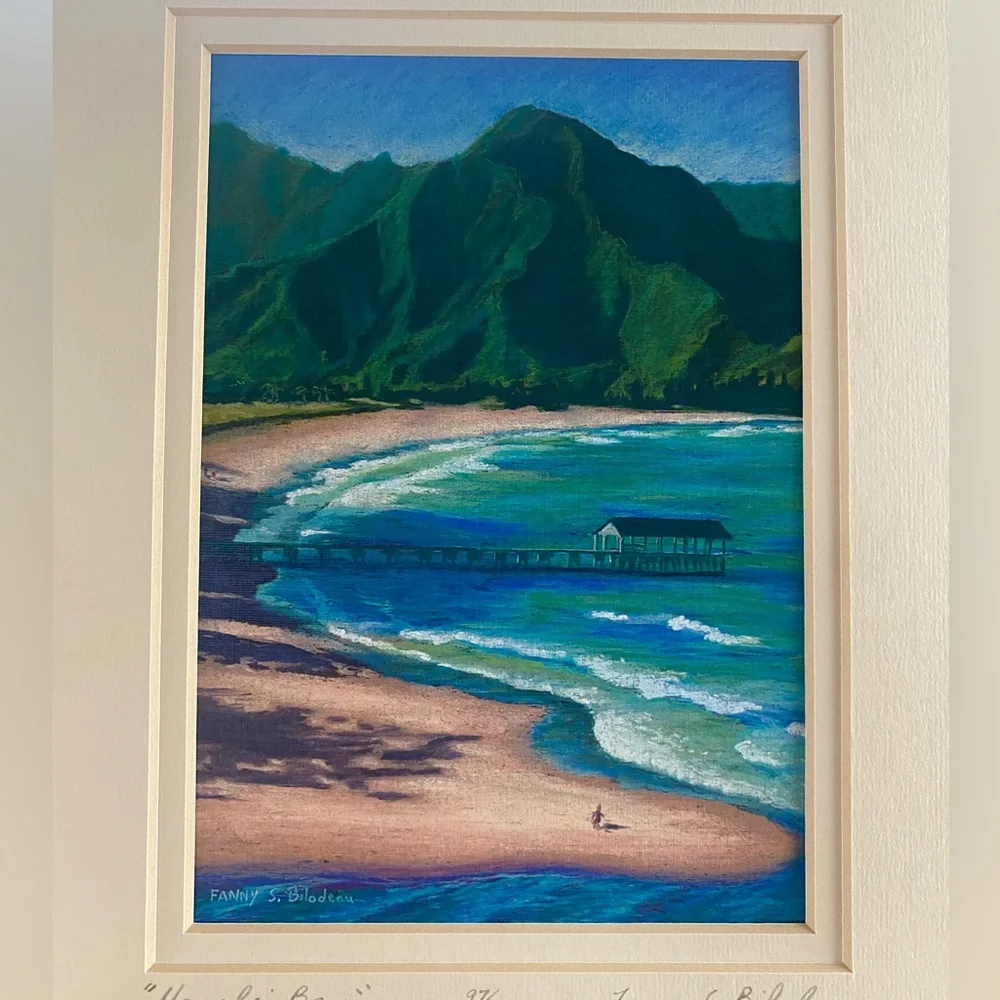 Fanny Bilodeau “Hanalei Bay” Tropical Art Print Signed And Numbered 8inx10in - Picture 2 of 4